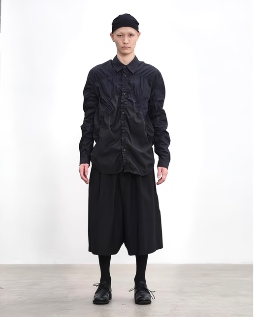 Pleated Stitch Long Sleeve Shirt koku0088