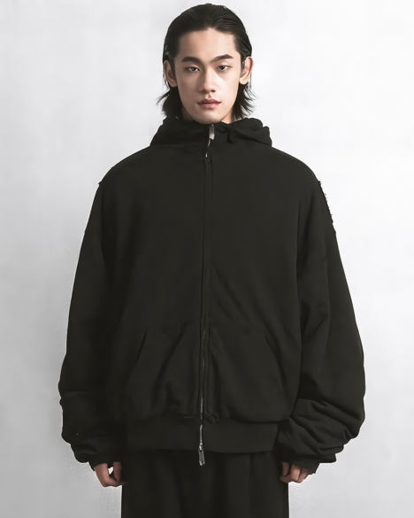 Distressed Cotton Sweatshirt Jacket koku0089