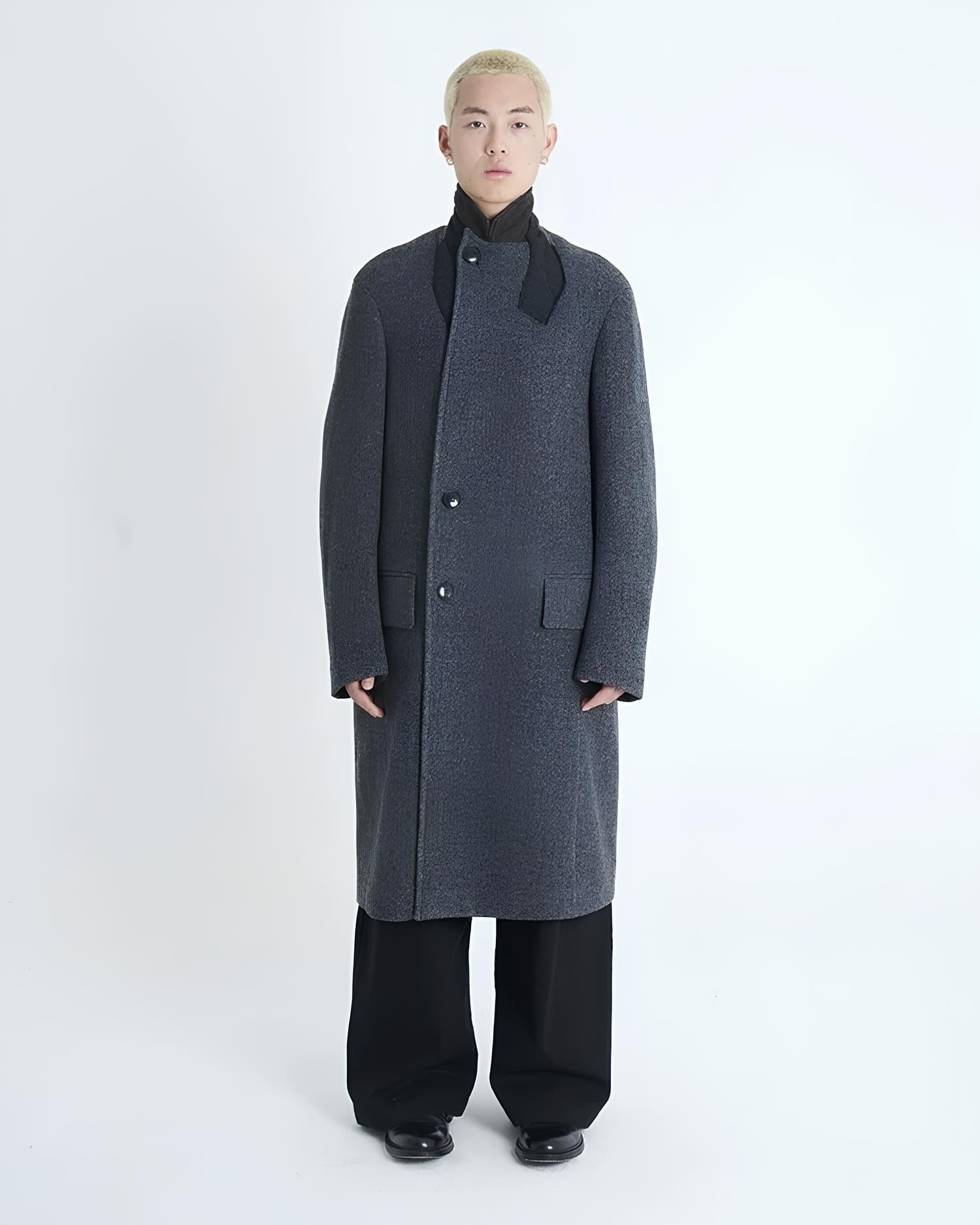 Layered Collar Wool Coat koku0104