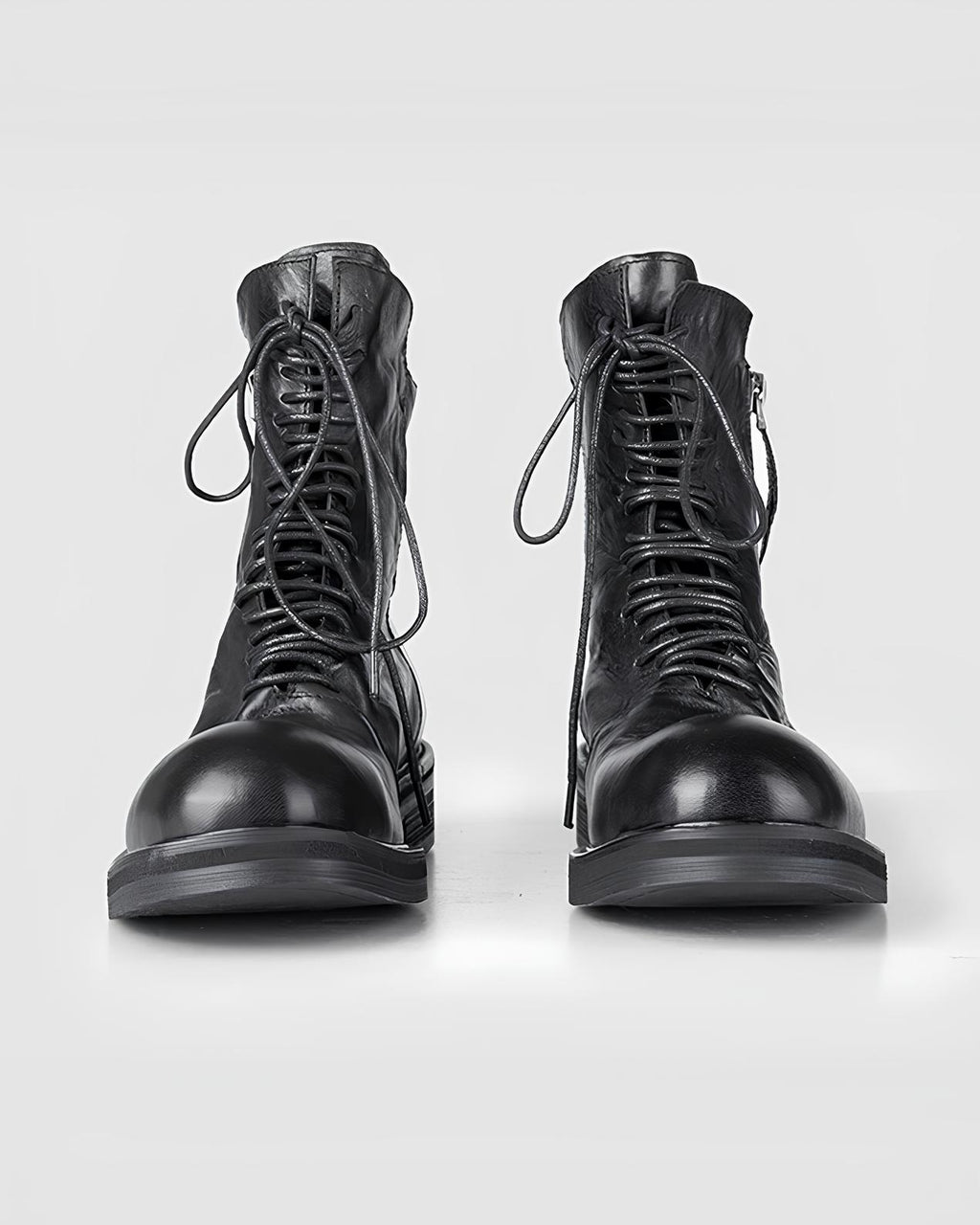 Distressed Leather Lace-Up Combat Boots koku0105
