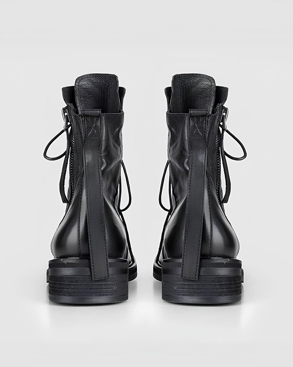 Distressed Leather Lace-Up Combat Boots koku0105