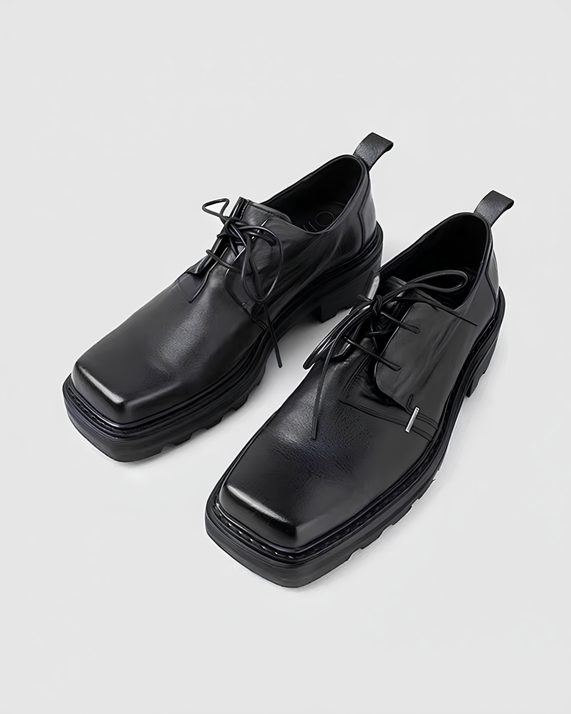 Minimal Square-Toe Leather Derby Shoes koku0108