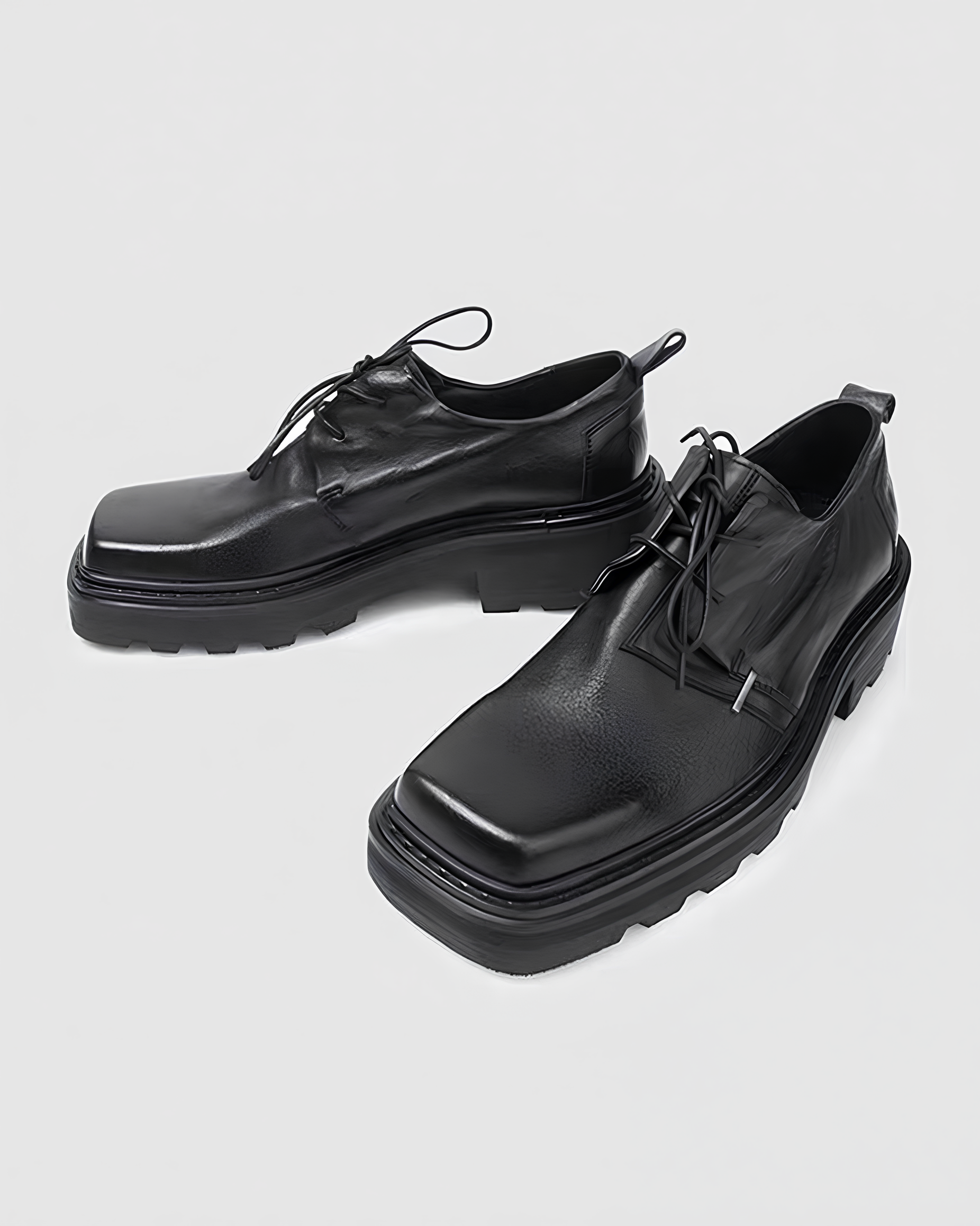 Minimal Square-Toe Leather Derby Shoes koku0108