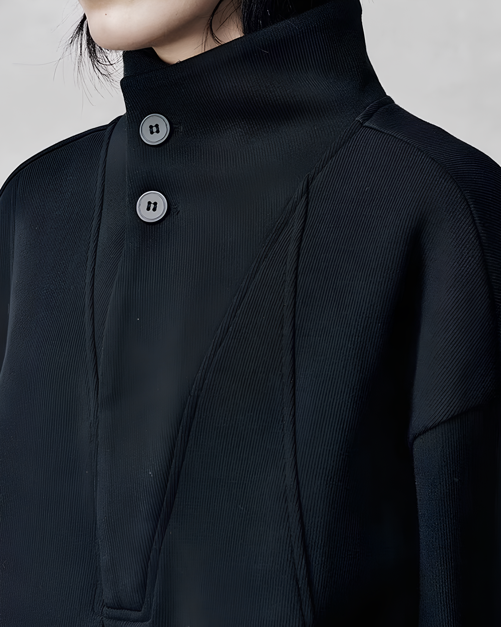 Structured High-Collar Fleece Pullover koku0109