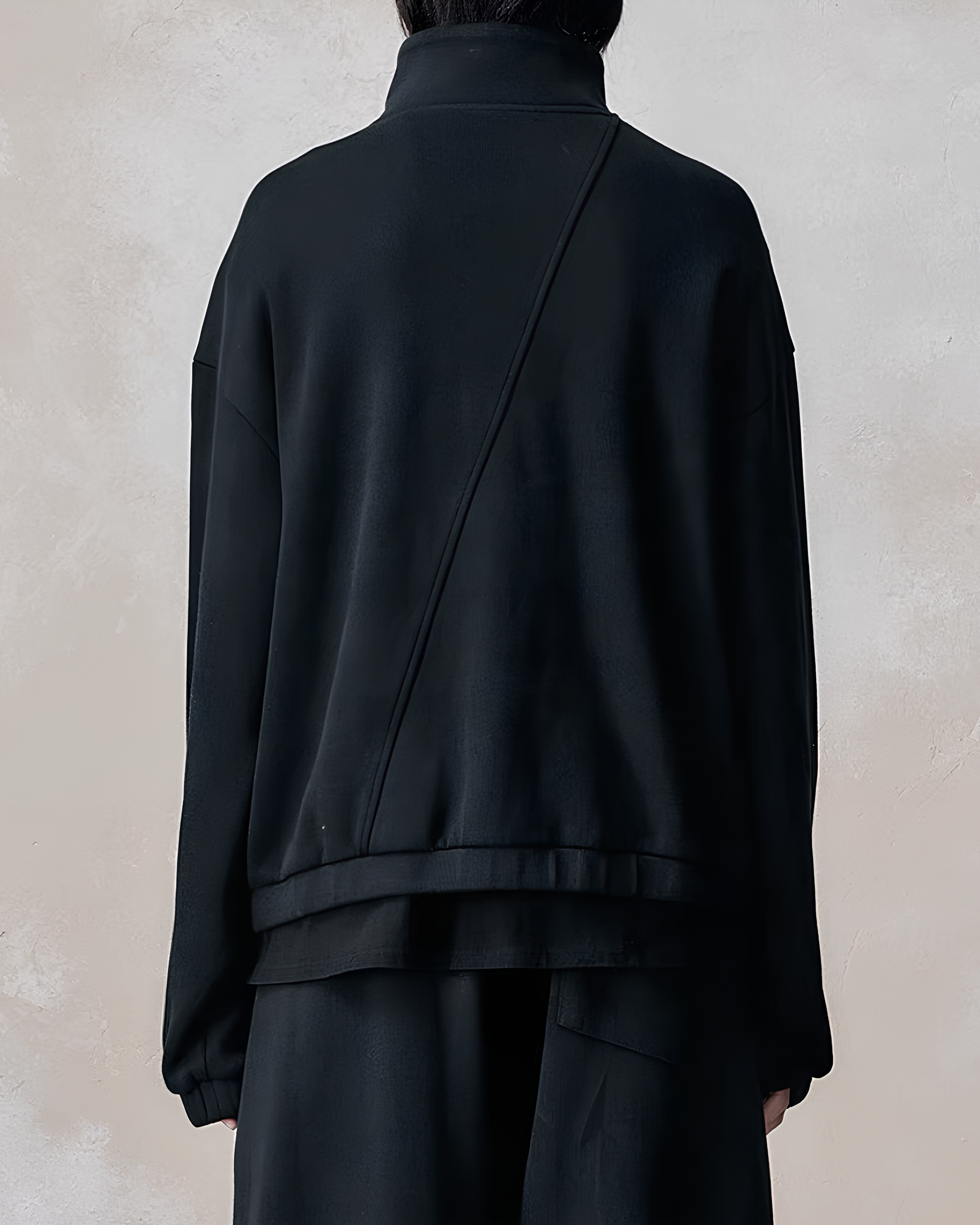 Structured High-Collar Fleece Pullover koku0109