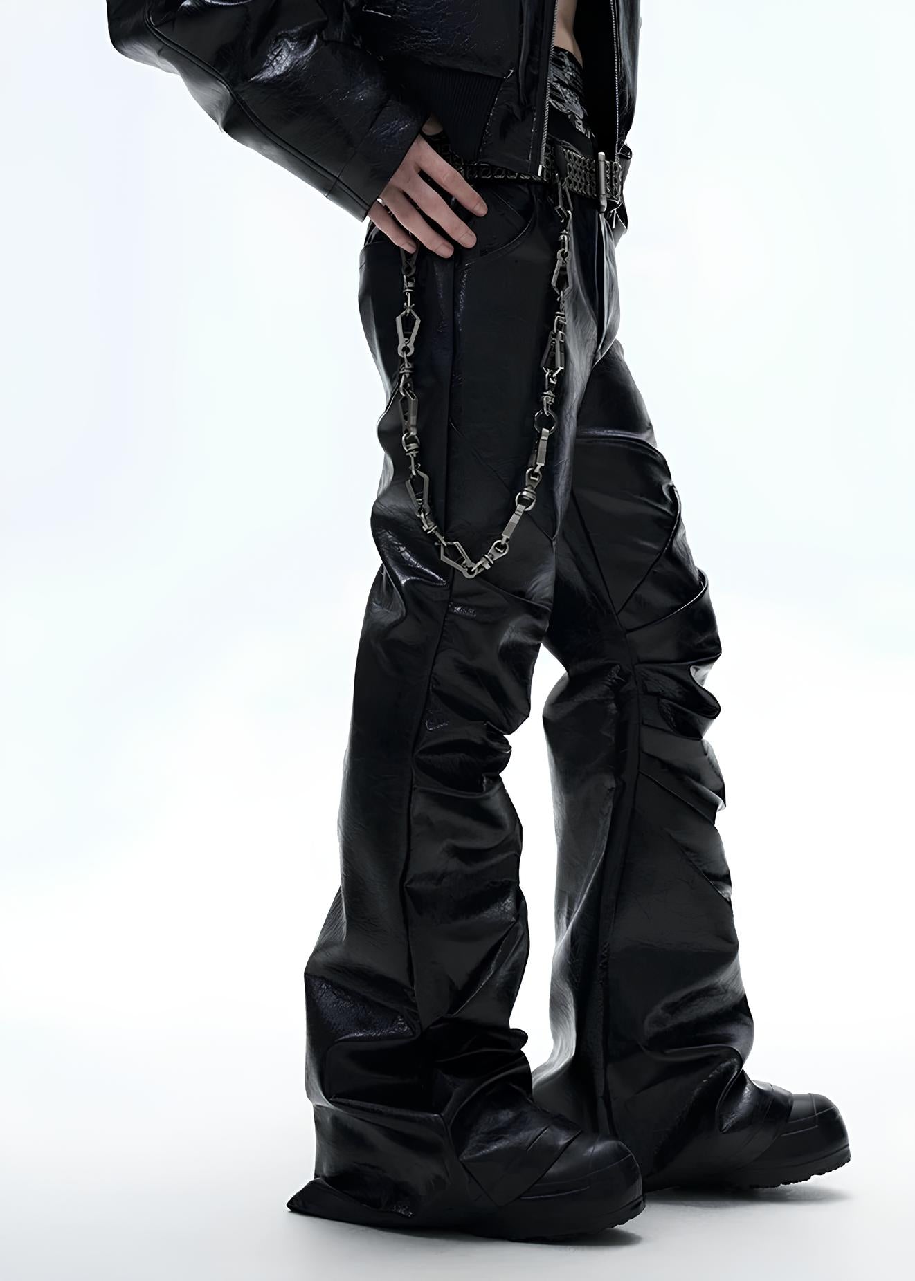 Glossed Flared Utility Pants koku0117