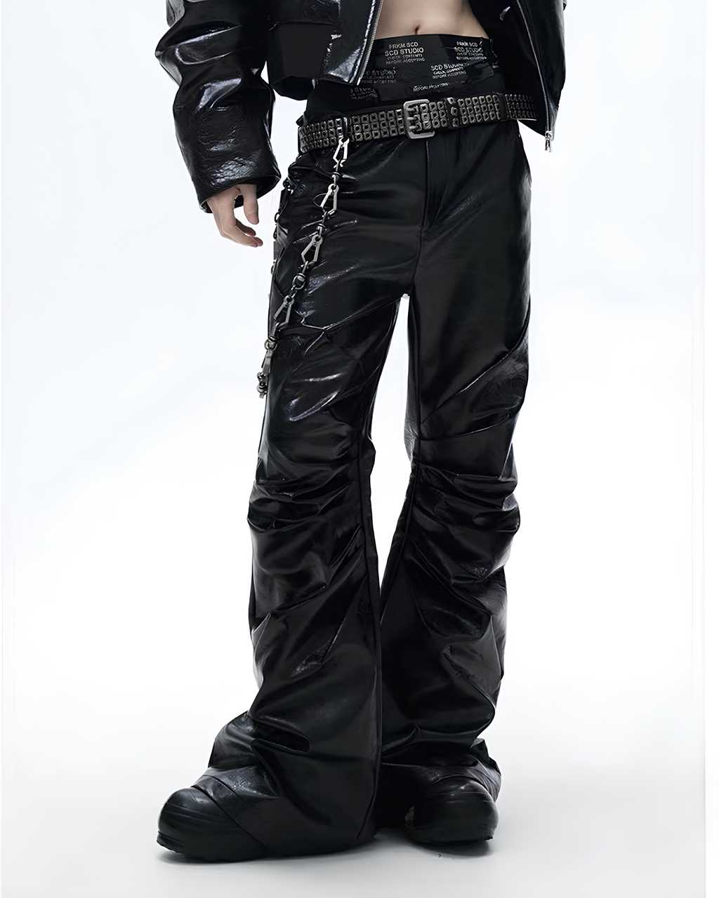 Glossed Flared Utility Pants koku0117