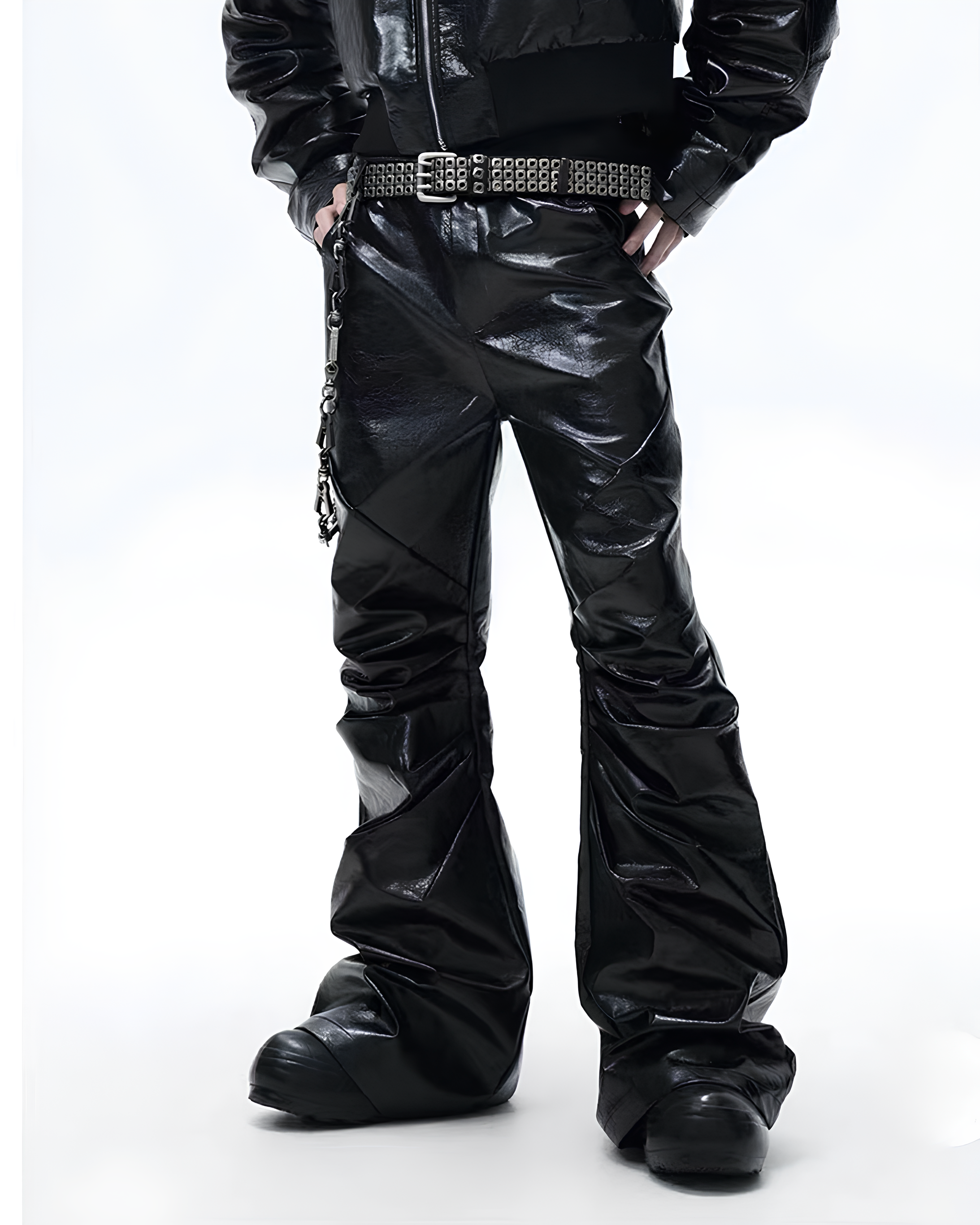 Glossed Flared Utility Pants koku0117