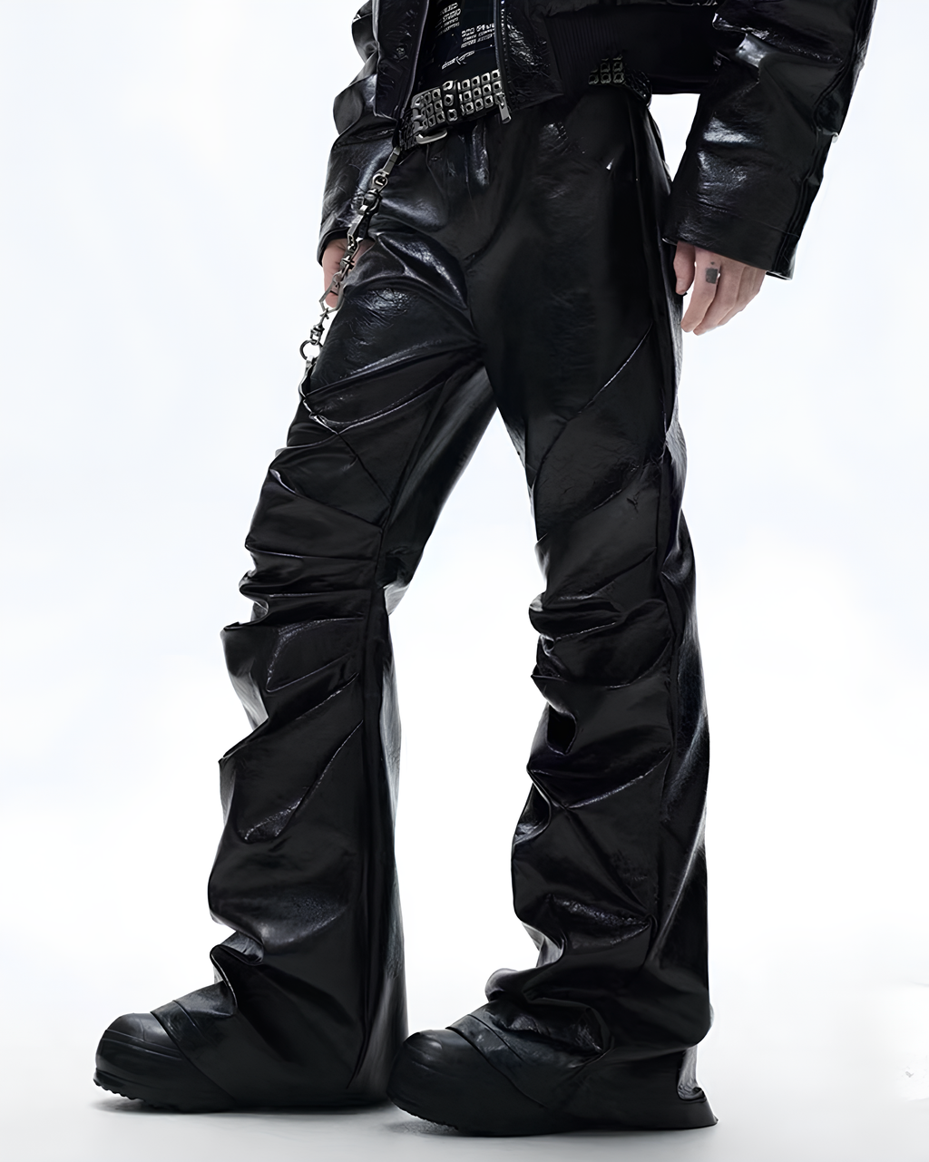 Glossed Flared Utility Pants koku0117