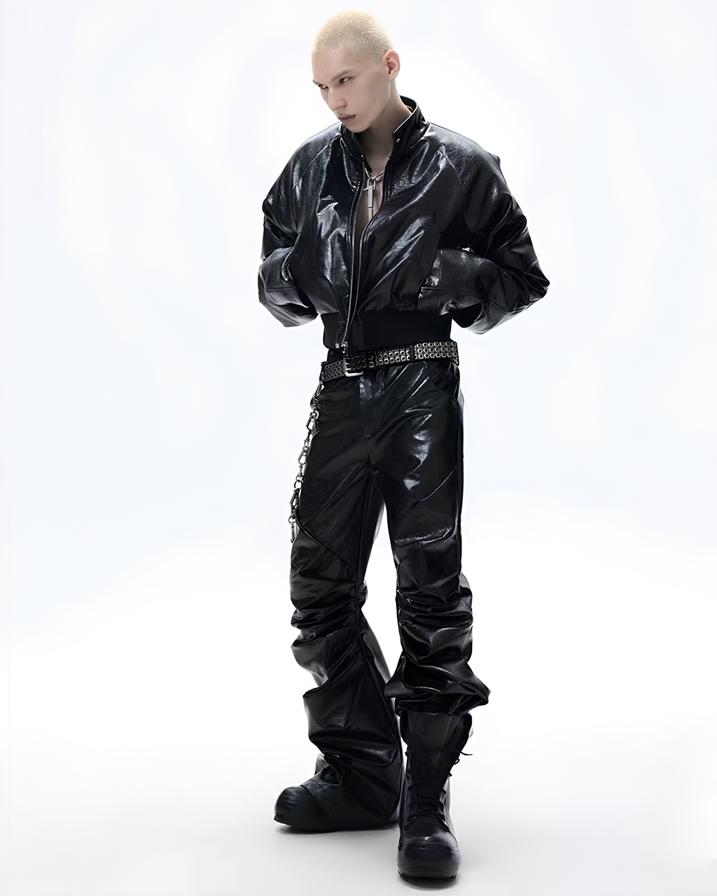 Glossed Structured Cropped Jacket koku0116