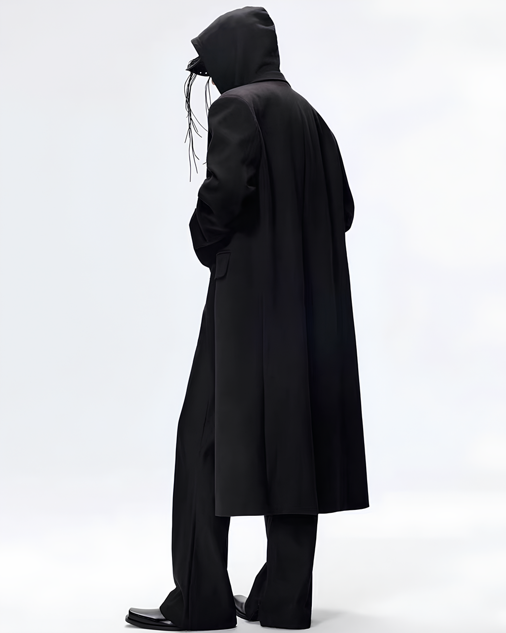 Minimal Double-Breasted Long Coat koku0115