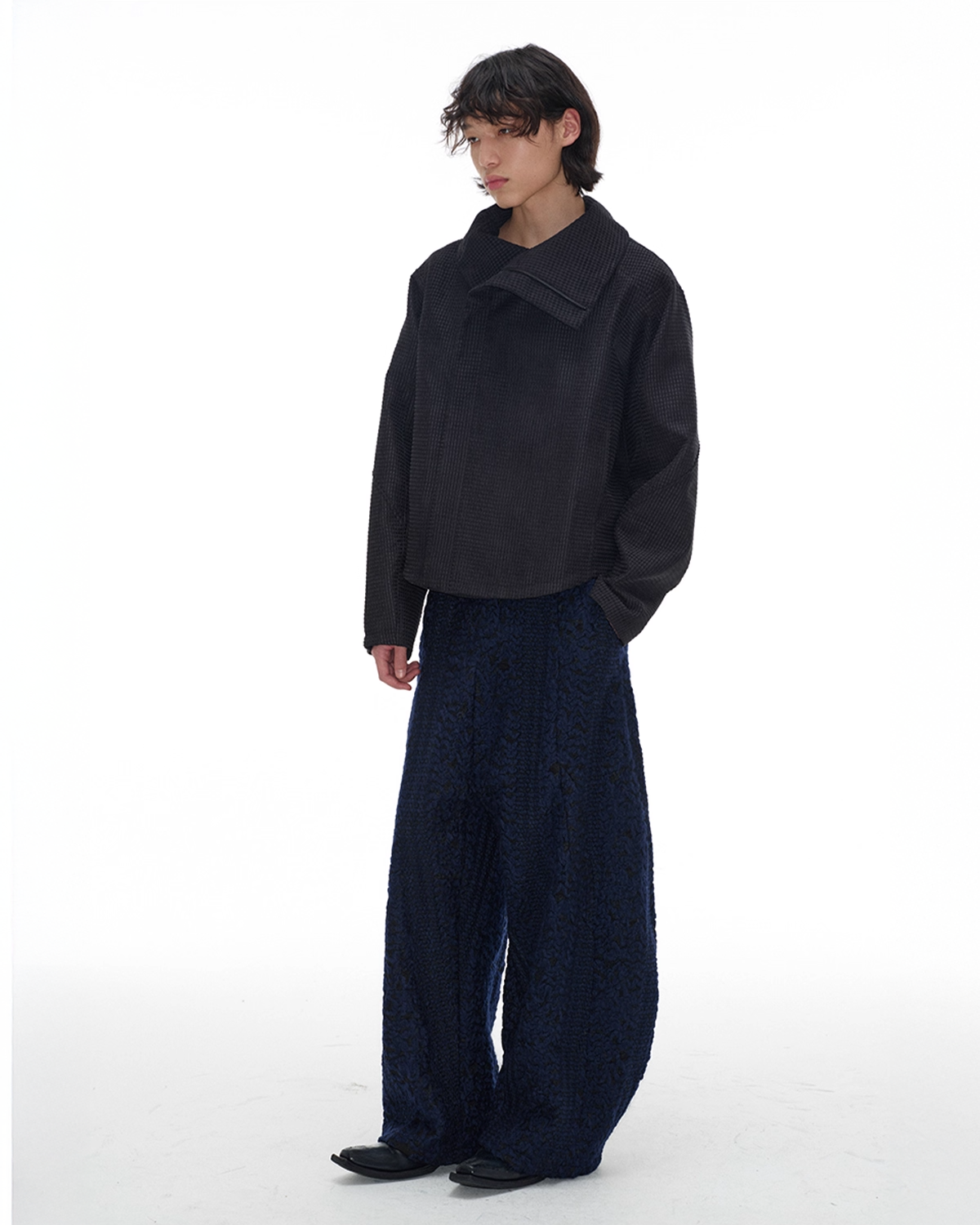 Asymmetric Zip Lapel Jacket koku0092
