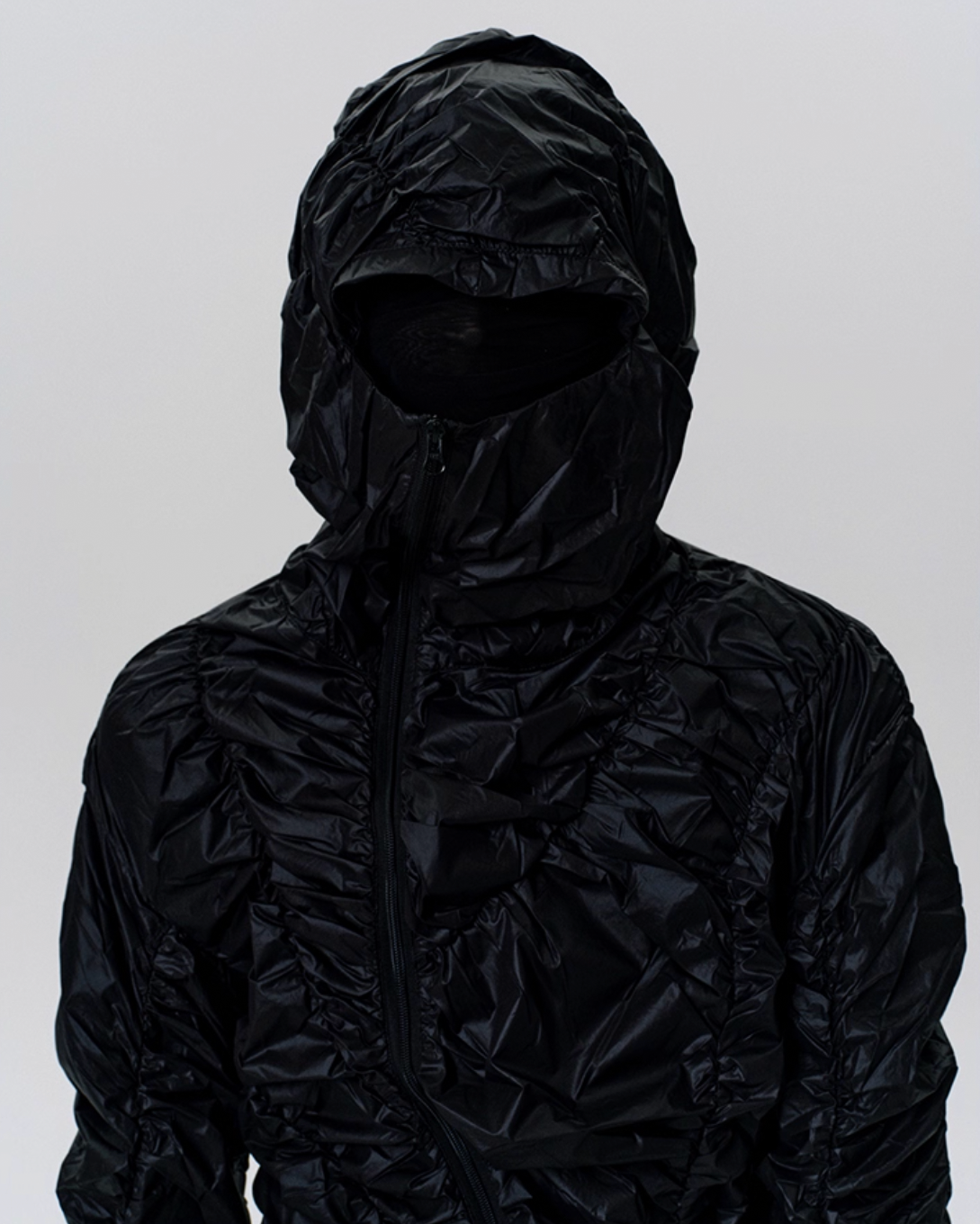 Wrinkled Zip-Up Full Hood Jacket koku0047