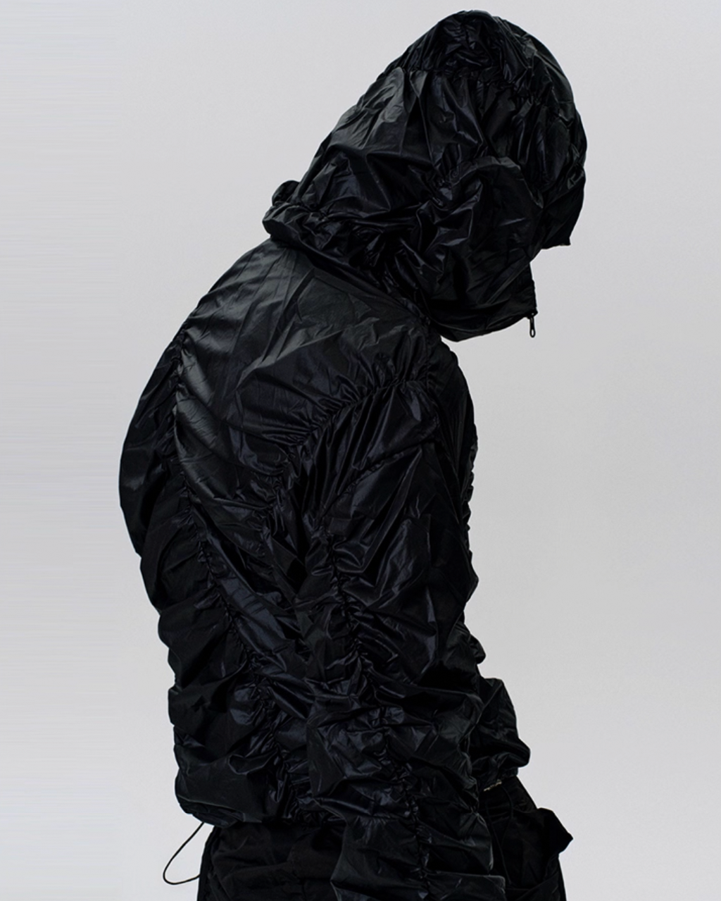 Wrinkled Zip-Up Full Hood Jacket koku0047