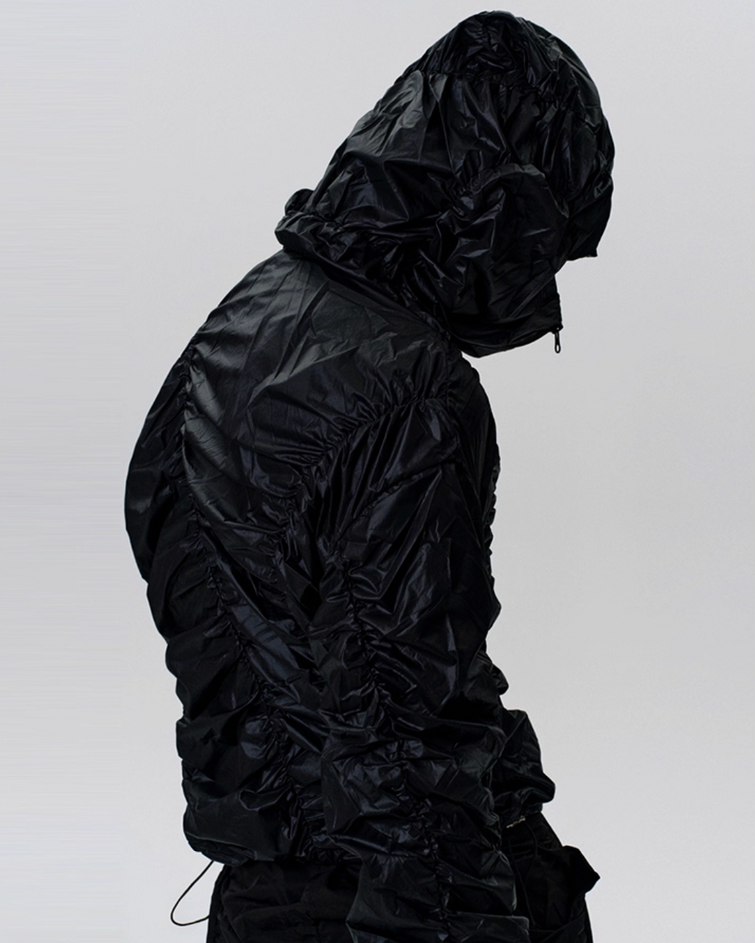 Wrinkled Zip-Up Full Hood Jacket koku0047