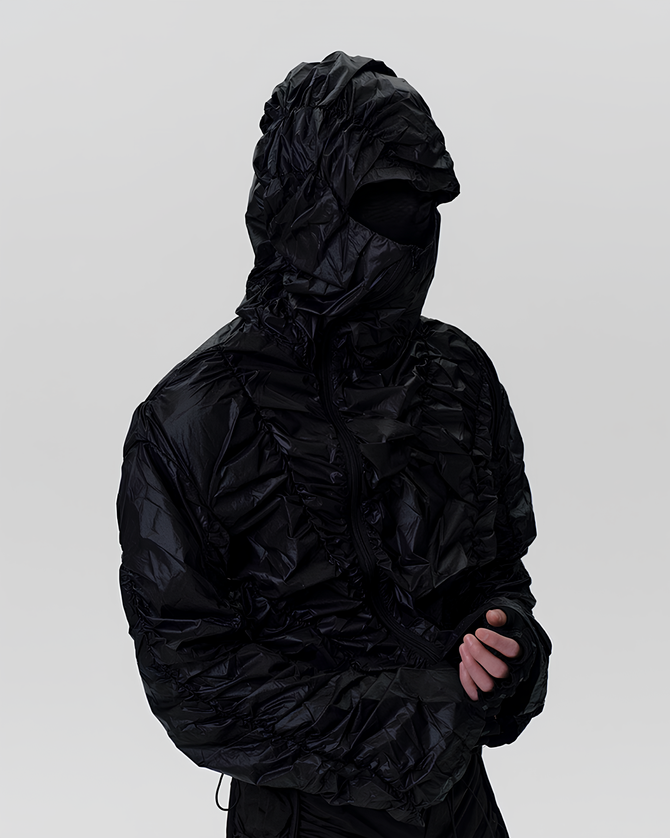 Wrinkled Zip-Up Full Hood Jacket koku0047