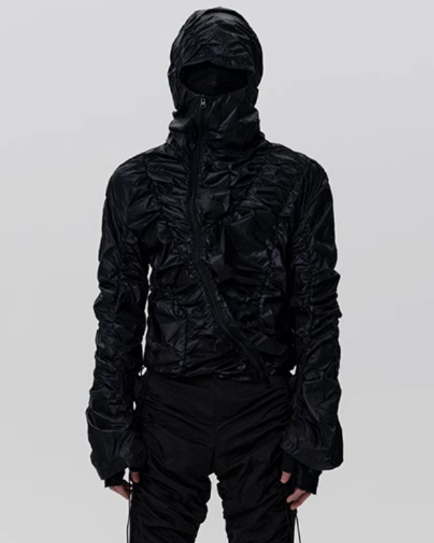 Wrinkled Zip-Up Full Hood Jacket koku0047
