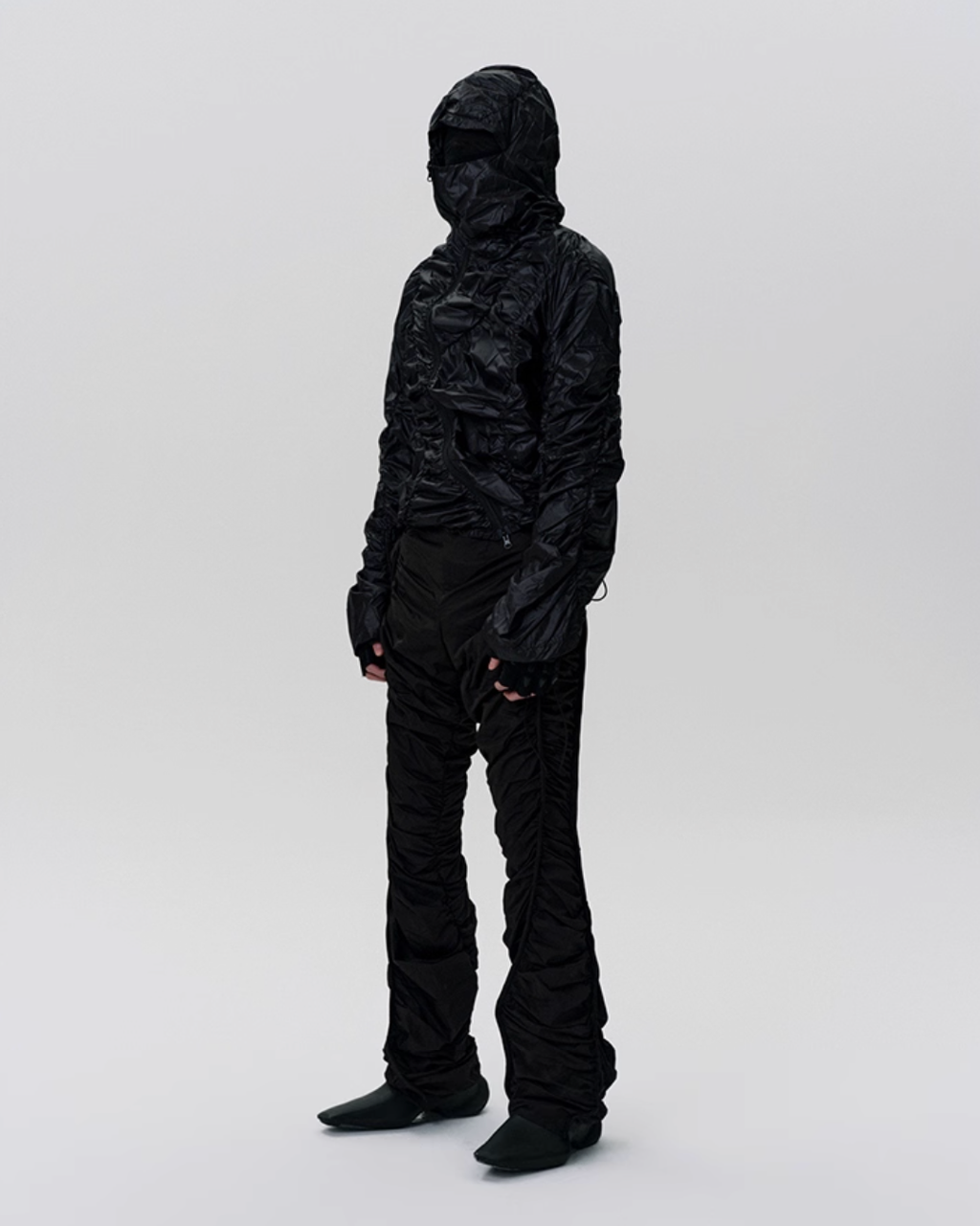 Wrinkled Zip-Up Full Hood Jacket koku0047