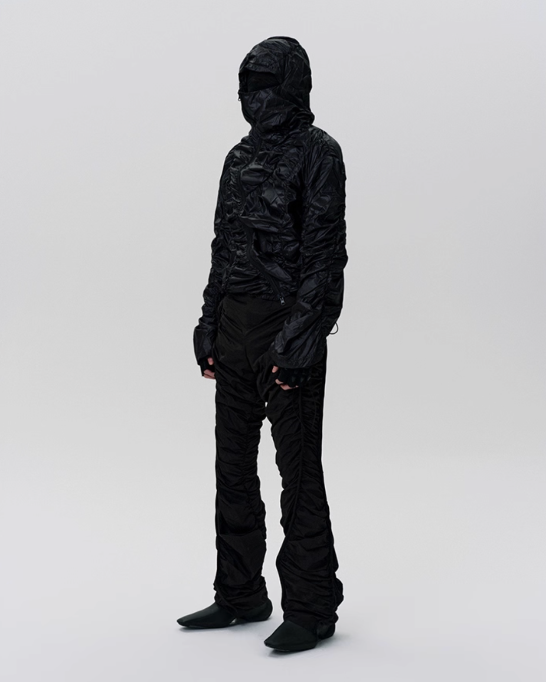 Wrinkled Zip-Up Full Hood Jacket koku0047