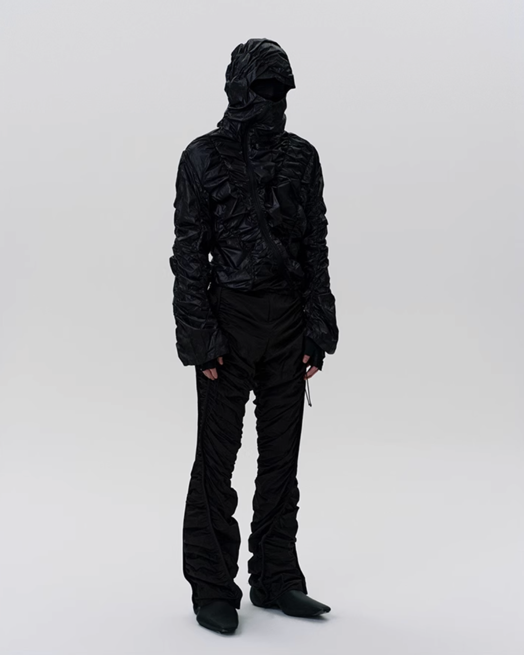 Wrinkled Zip-Up Full Hood Jacket koku0047