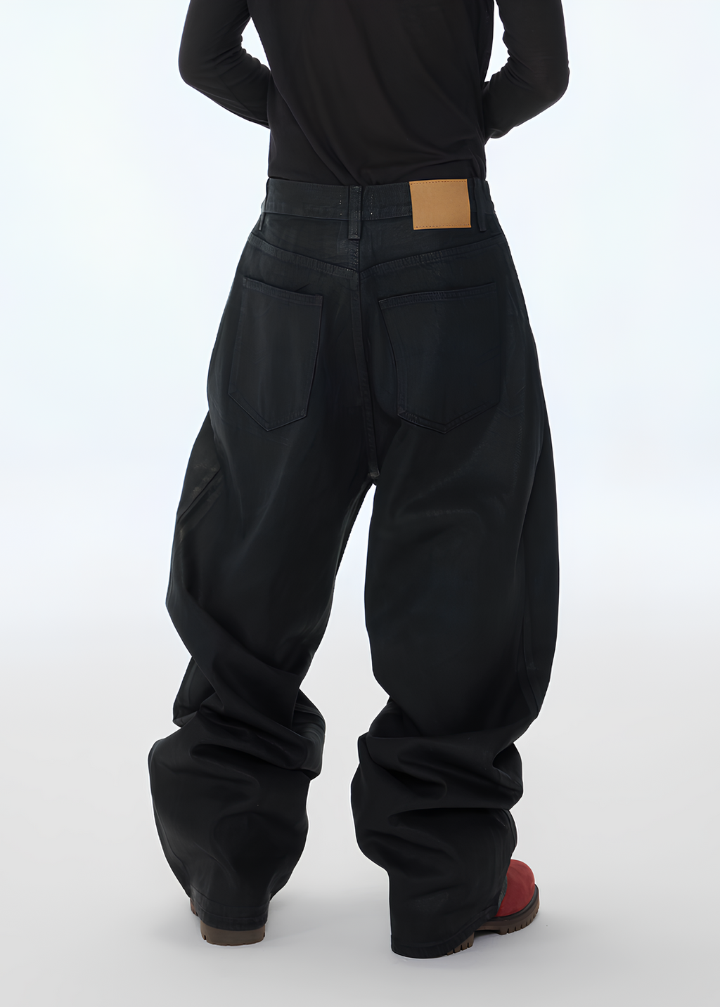 Coated Wide Leg Denim Pants koku0170