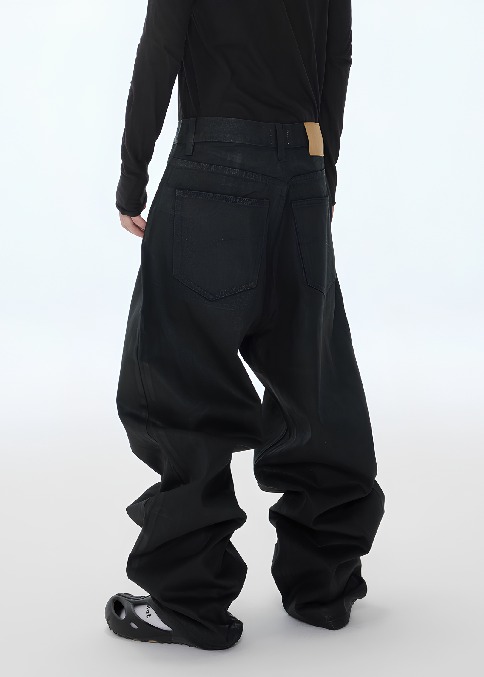 Coated Wide Leg Denim Pants koku0170