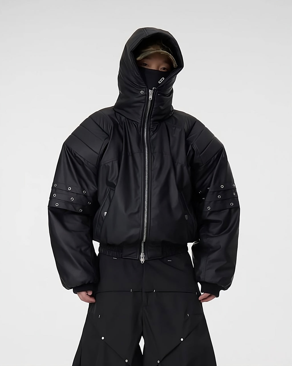 Armored PU Hooded Jacket koku0053